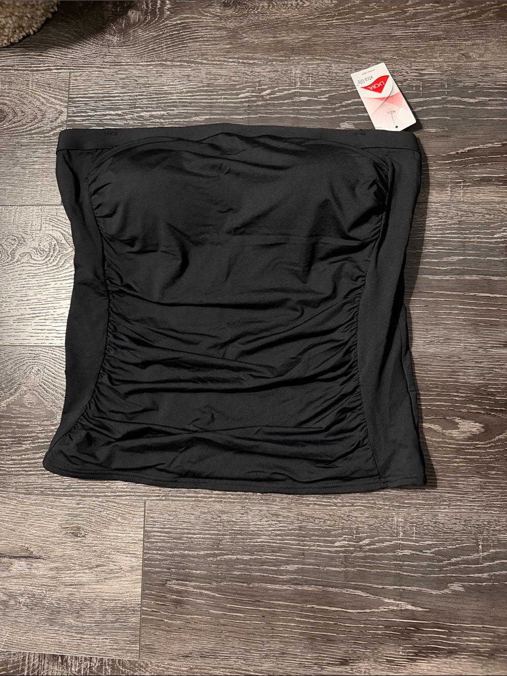 Lands' End Black Strapless Tankini Top